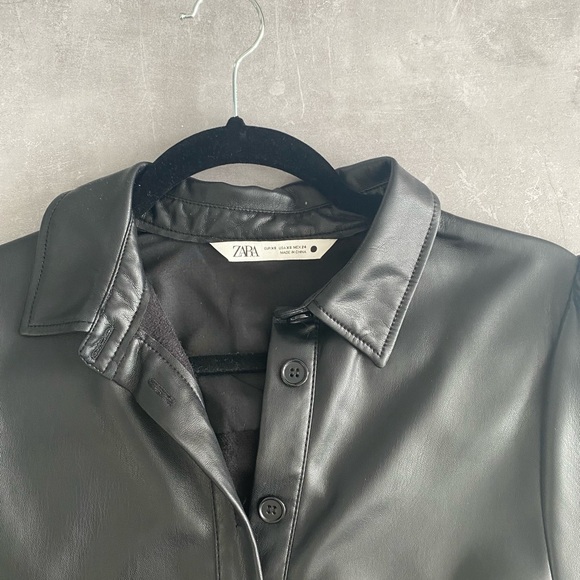 Zara black faux leather dress - Picture 2 of 2